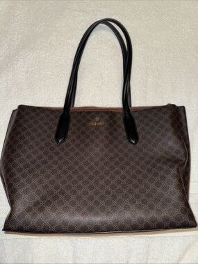 Nine West Brown Monogram Tote with Black Straps